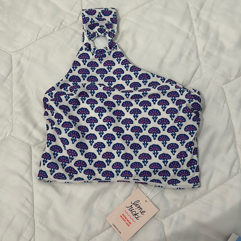 Women’s Lime Ricki Floral One Shoulder Swim Top Size XS NWT
